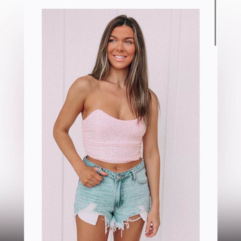 NWT pink sequin tube top